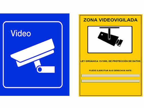 Camara vigilancia y carteles