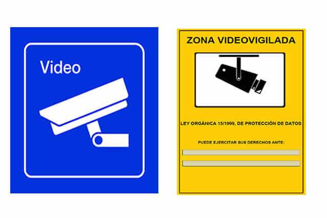 Camara vigilancia y carteles
