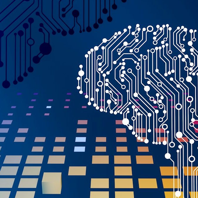 Pantalla con código y datos representando la inteligencia artificial y el Reglamento de IA